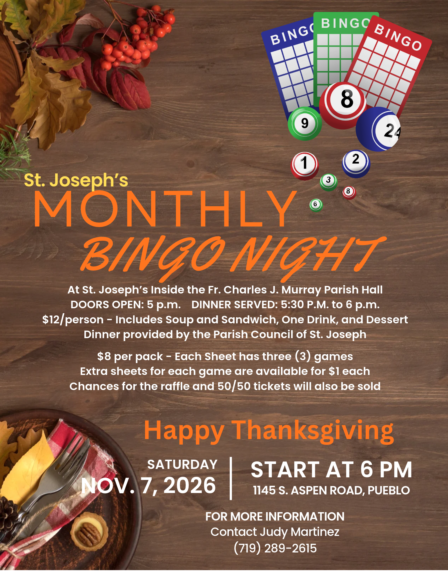November SJ Bingo Night Flyer 2026