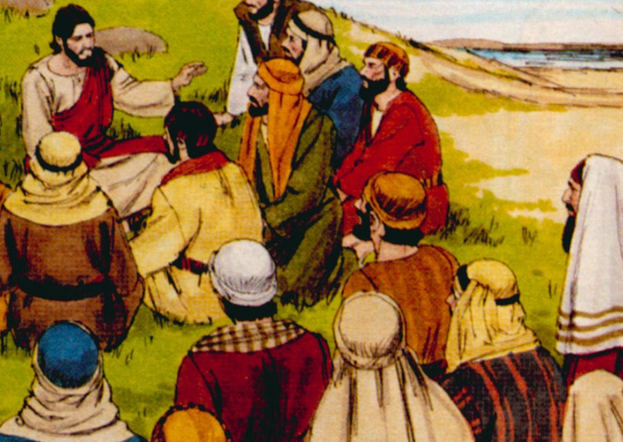 Jesus teaching his disciples on the mountain